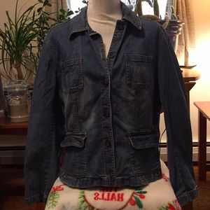 St Johns Bay stretch Blue Jean Jacket size xlg